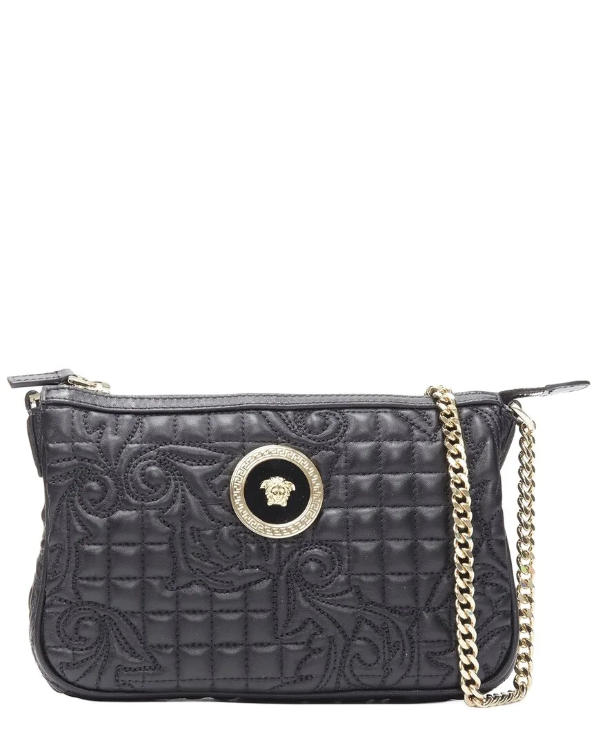 Black Leather Vanitas Baroque Crossbody, Never Carried (authentic Pre-Loved) by Versace