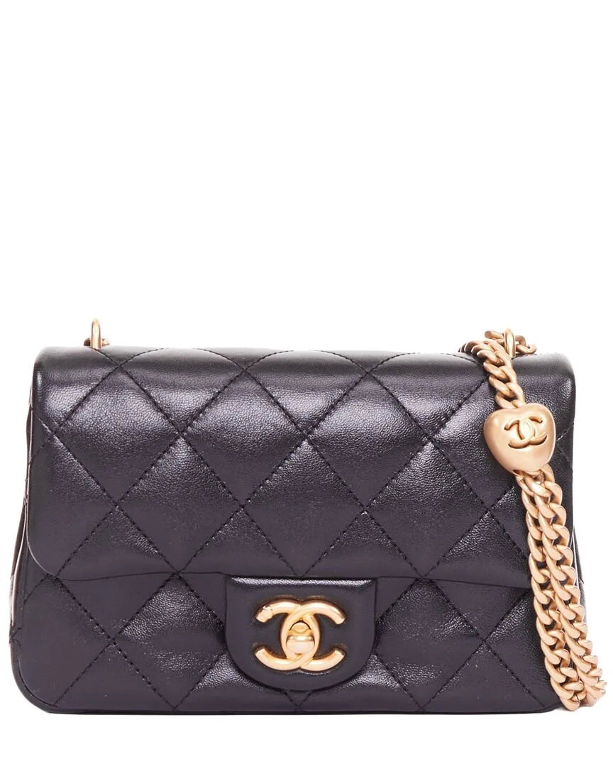 Black Leather 2022 Sweetheart Crush Flap Bag (authentic Pre-Loved) by CHANEL