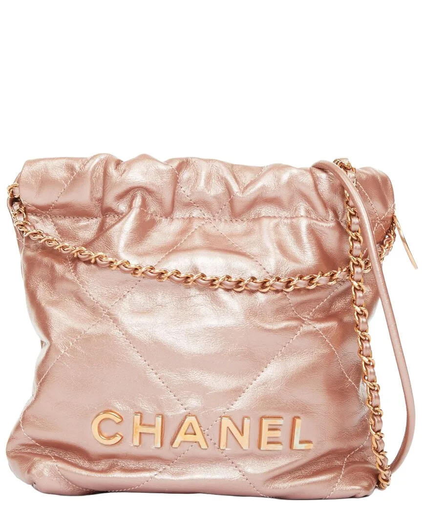 Pink Leather 2023 22 Mini Drawstring Bag (authentic Pre-Loved) by CHANEL