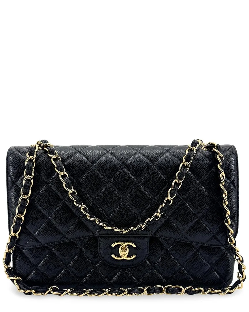 Black Caviar Leather Classic Flap Bag Medium K (authentic Pre-Loved) by CHANEL
