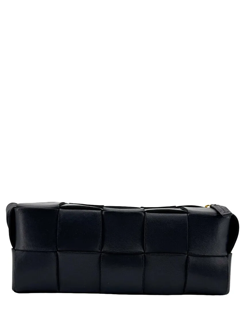 Black Lambskin Small Brick Cassette Shoulder Bag (authentic Pre-Loved) by Bottega Veneta