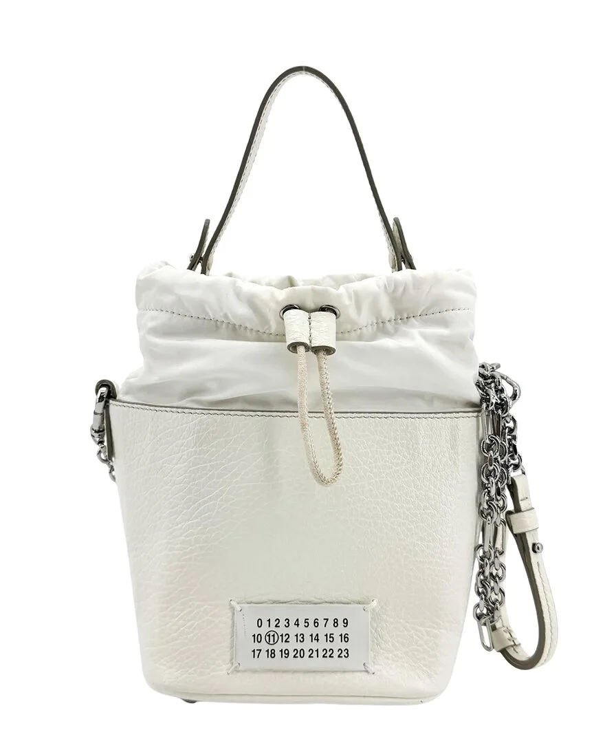 White Calfskin Leather 5Ac Micro Bucket Bag (authentic Pre-Loved) by Maison Margiela