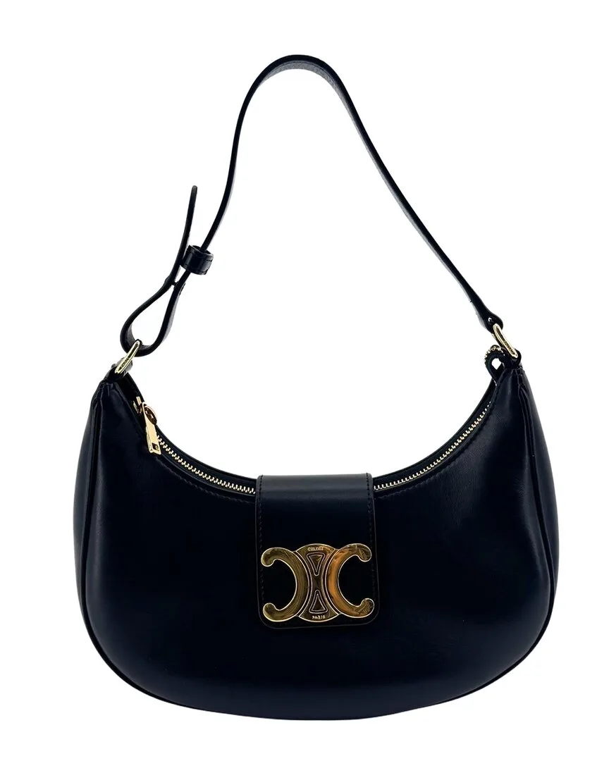 Black Calfskin Medium Ava Triomphe Bag (authentic Pre-Loved) by Celine