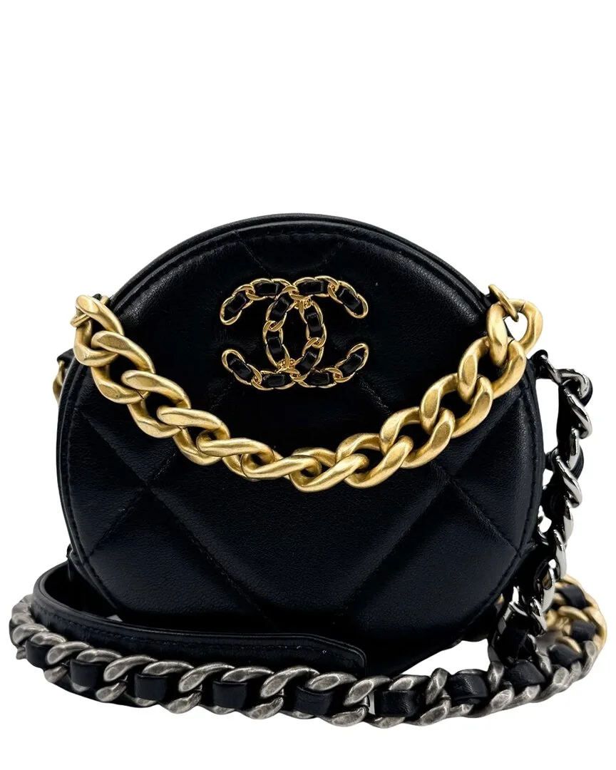 Black Lambskin 19 Round Chain Bag (authentic Pre-Loved) by CHANEL