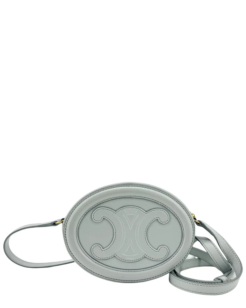 Blue Calfskin Oval Cuir Triomphe Crossbody (authentic Pre-Loved) by Celine