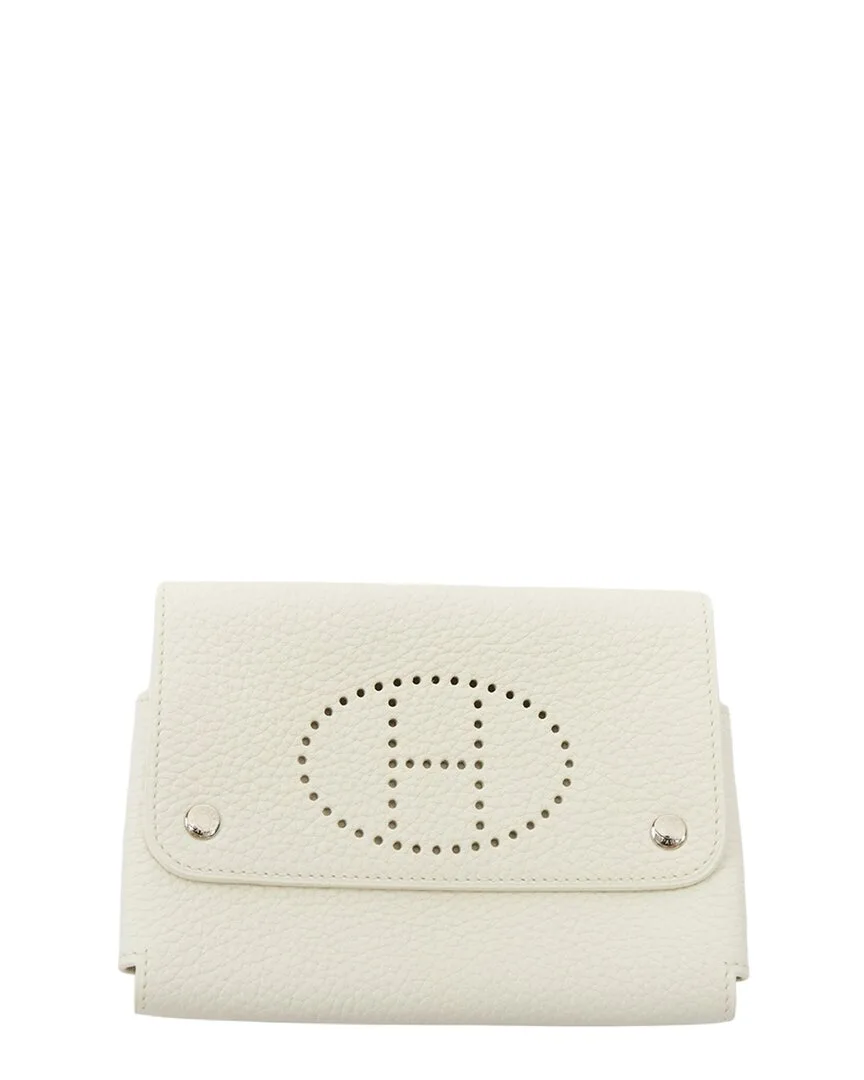 Cream Clemence Leather Card Holder (authentic Pre-Loved) by Herms