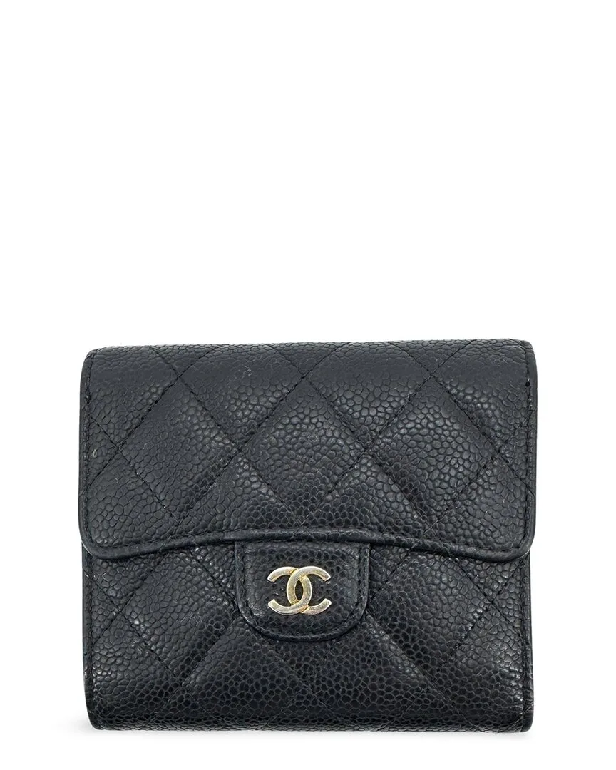 Black Calfskin Leather Classic Small Flap Wallet (authentic Pre-Loved) by CHANEL