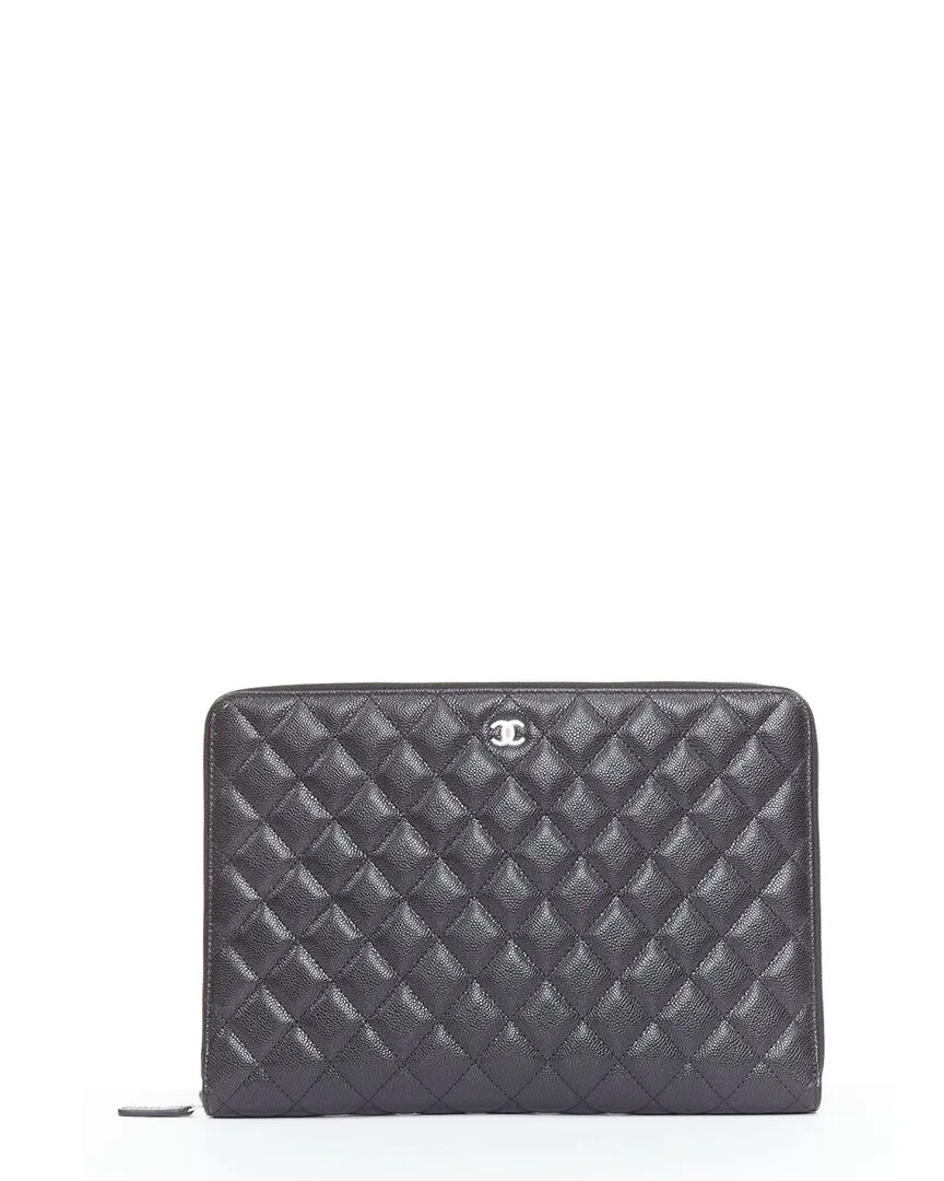 Black Quilted Leather 2024 Portfolio Case Document Case (authentic Pre-Loved) by CHANEL