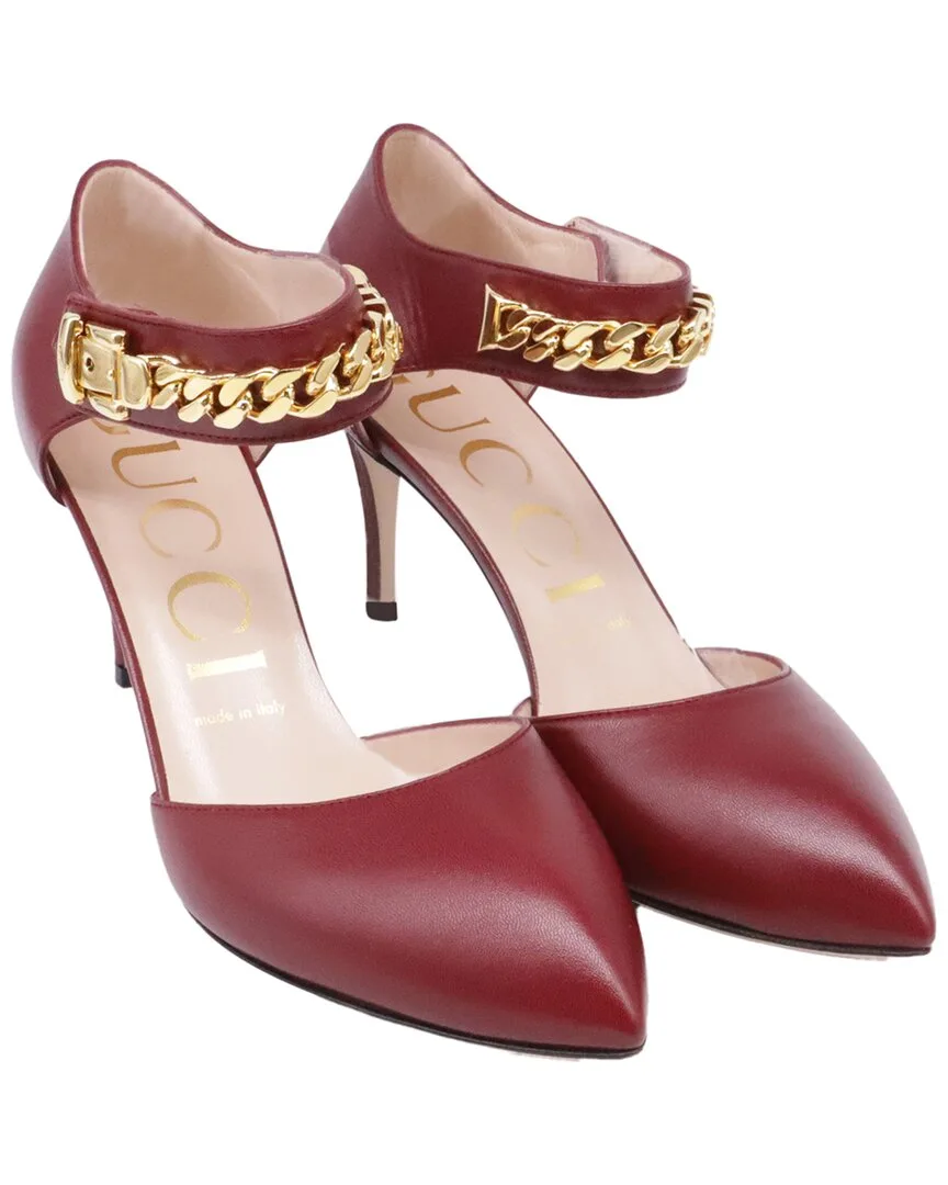 Leather Sylvie Chain Pump (authentic Pre-Loved) by Gucci