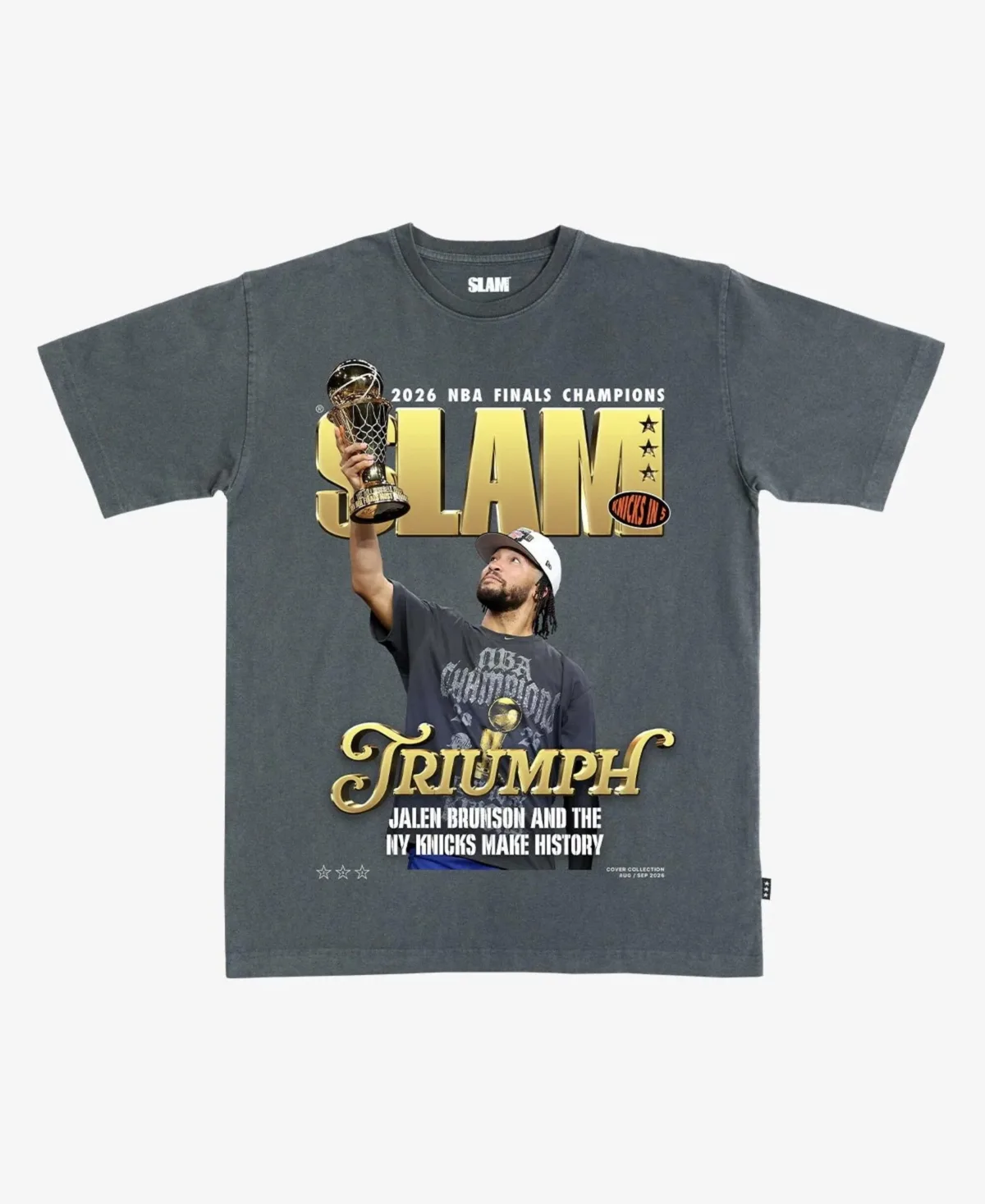 Jalen Brunson New York Knicks 2026 Nba Finals Champions Cover T-Shirt by Slam Media