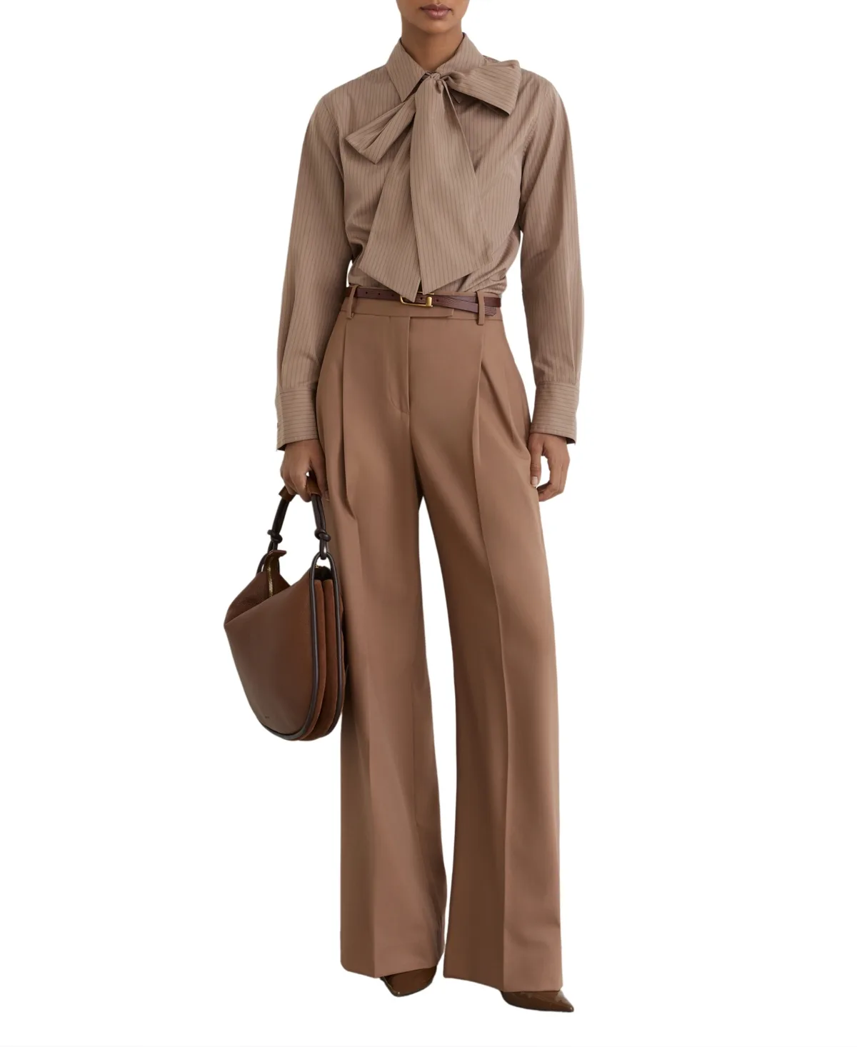 Elowen Striped Tie-Neck Blouse by Reiss