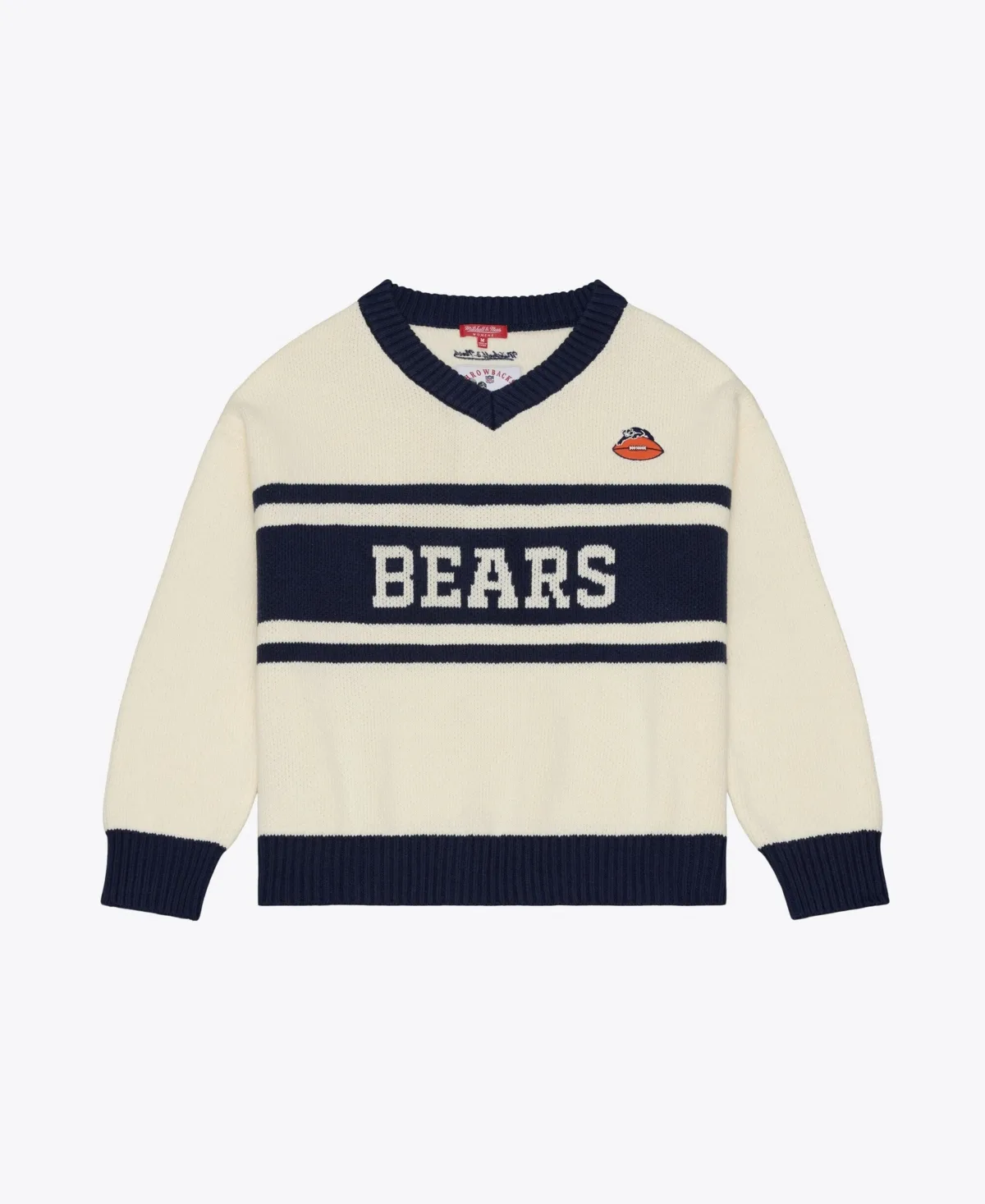 Chicago Bears Retro Roots Long-Sleeve V-Neck Sweater by Mitchell & Ness