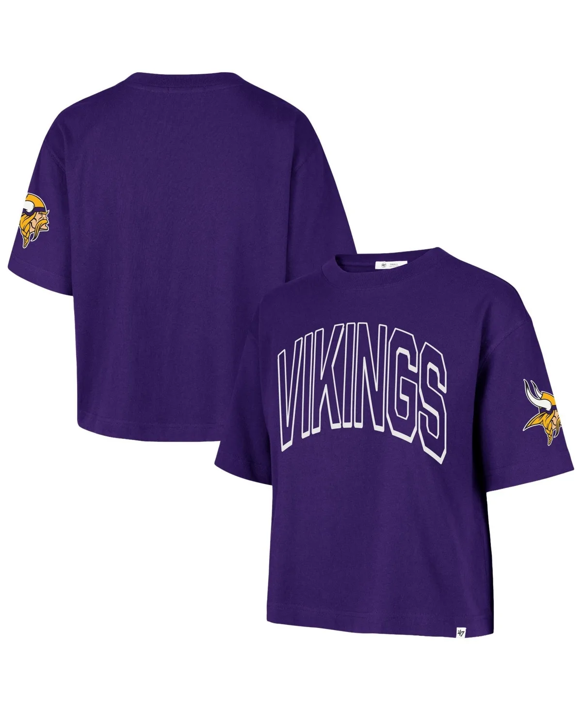 Minnesota Vikings Call Out Reed City Cropped Screen-Print Short-Sleeve T-Shirt by 47 Brand