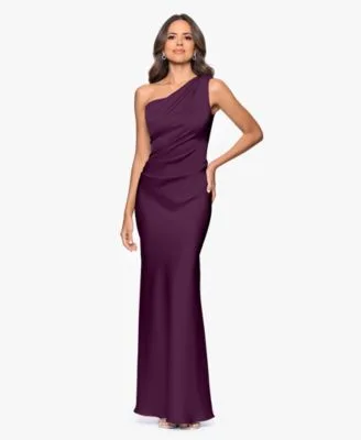 One Shoulder Draped Evening Gown by Betsy & Adam
