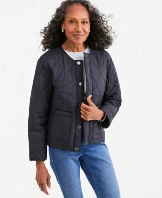 Drawcord Bomber Quilted Jacket by Style & Co