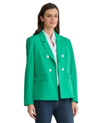 Open Front Faux Double Breasted Blazer