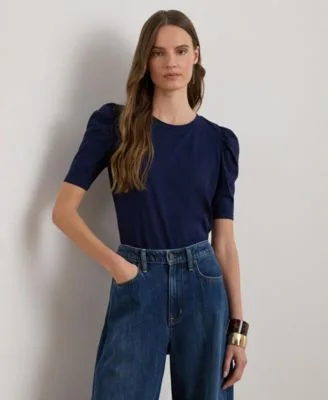 Crewneck Puff Sleeve Top by Ralph Lauren