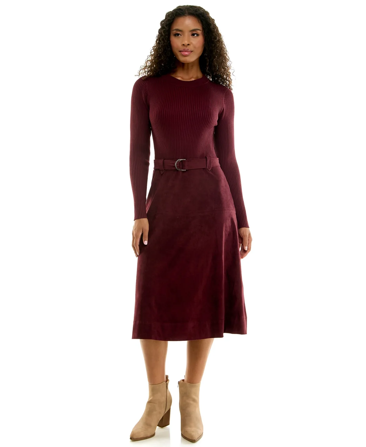 Mock Neck Long-Sleeve A-Line Sweater Dress by Invitee