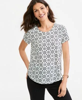 Printed Short Sleeve Crewneck Tee by Style & Co