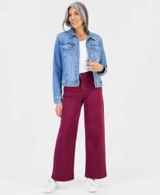 High Rise Wide Leg Twill Pants by Style & Co