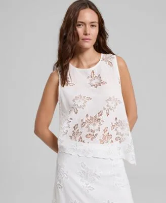 Cotton Eyelet Asymmetric Top