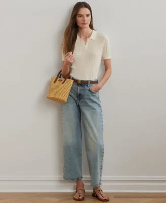 Lauren Ralph Lauren High Rise Wide Leg Cropped Jeans by Ralph Lauren