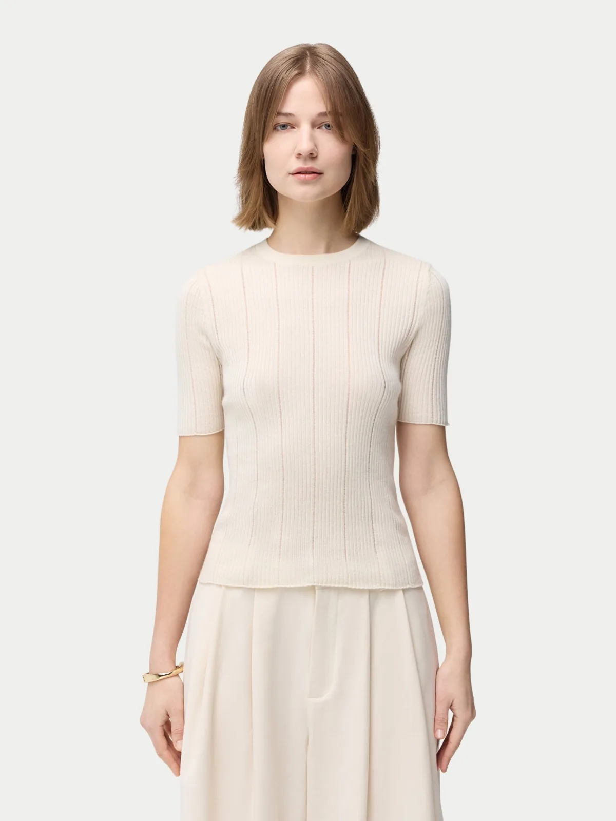 Ajour-Knit Cashmere Silk Top by Gobi Cashmere