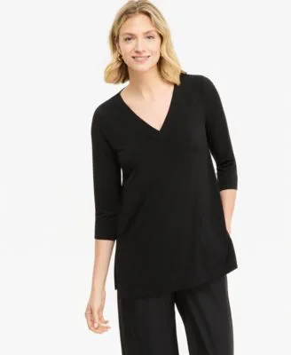 V Neck 3/4 Sleeve Knit Tunic by JM Collection
