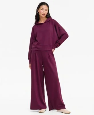 Crystal Embellished Hooded Sweatshirt Wide Leg Sweatpants by INC International Concepts