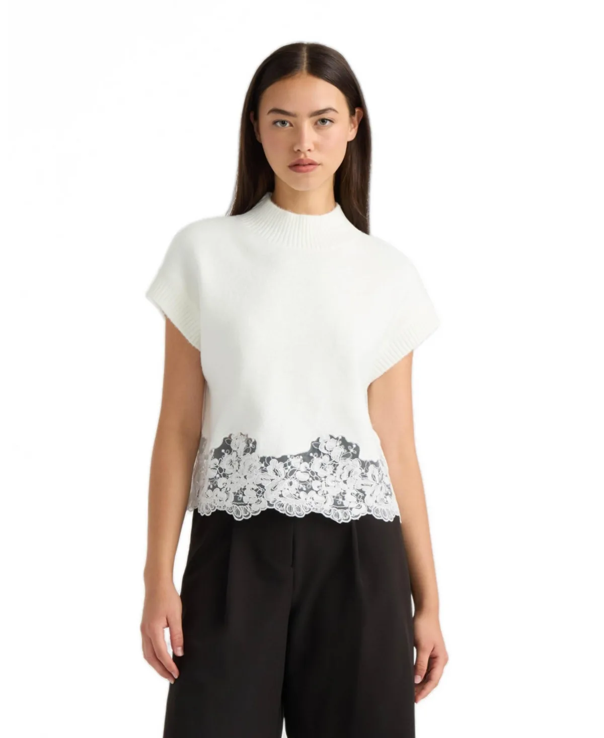 Sleeveless Lace Hem Sweater by Macy's