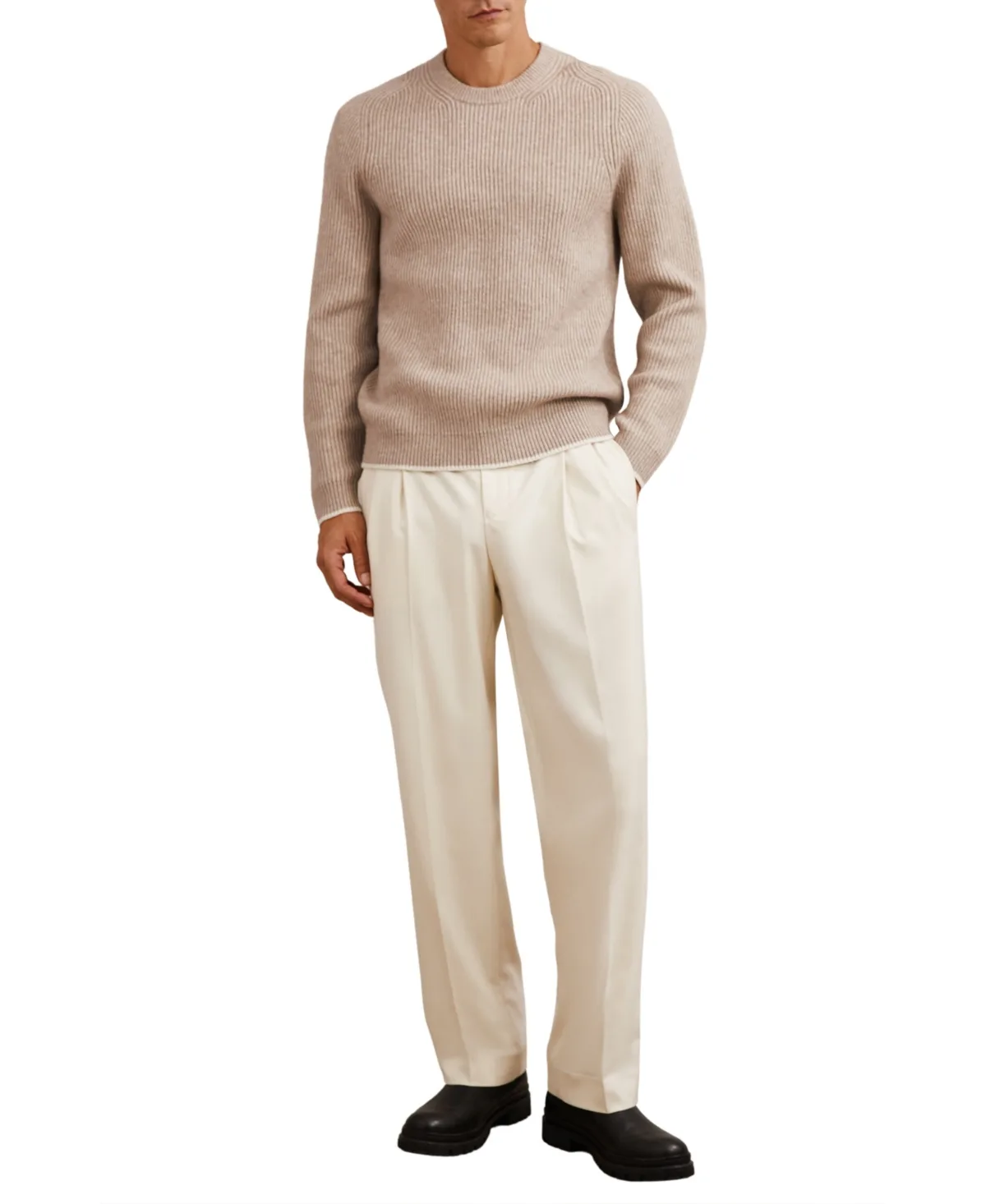 Crammond Crew-Neck Raglan-Sleeve Brushed-Finish Sweater by Reiss