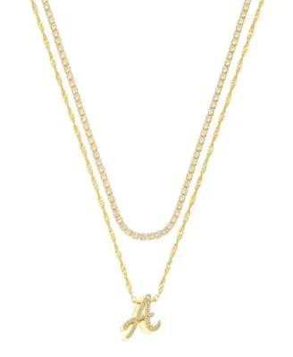 Cubic Zirconia Initial Pendant Necklace Set by Unwritten