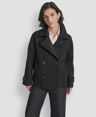 Short Double Breasted Collared Coat by Dkny