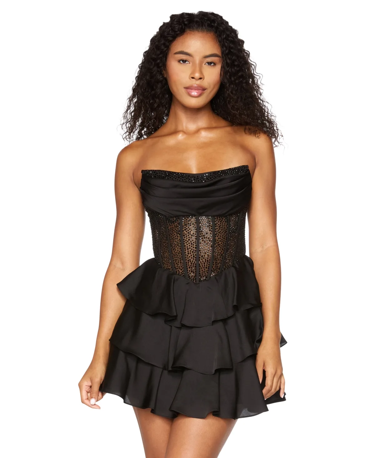 Strapless Corset Lace-Up Back Mini Dress by Alex & Sophia