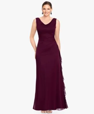 Ruffle Side Cowl Neck Ball Gown by B&a by Betsy and Adam