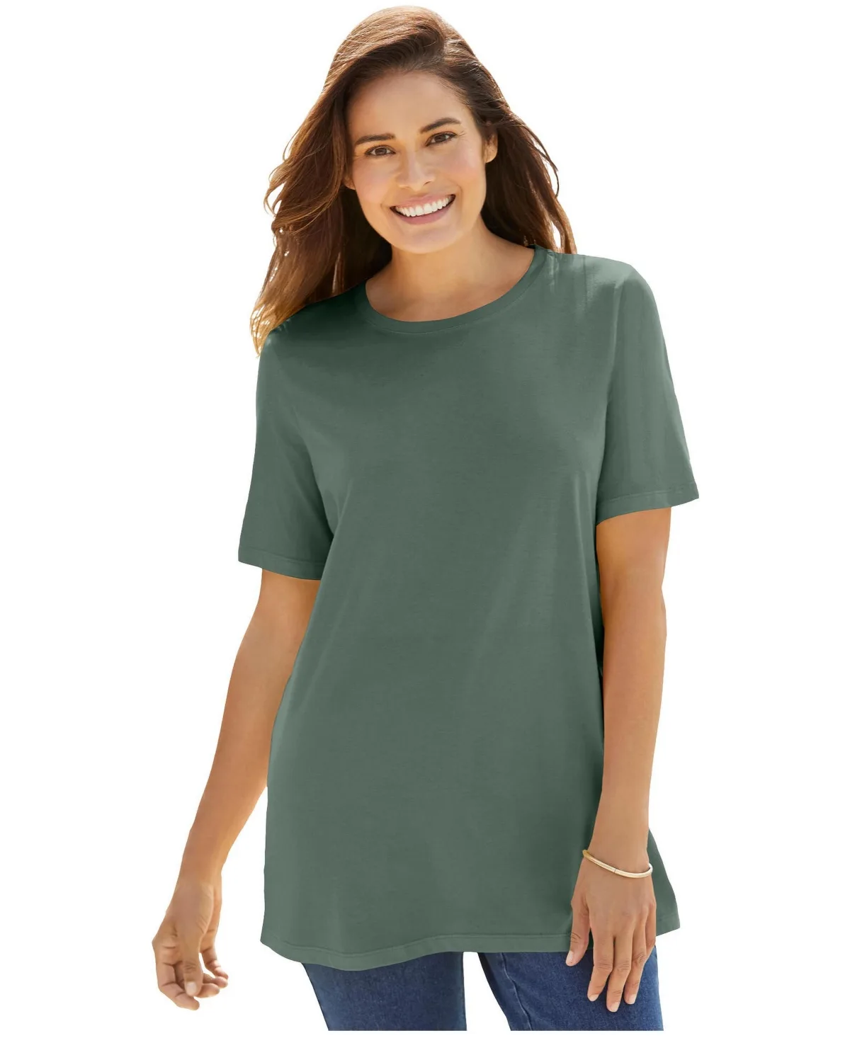 Perfect Short-Sleeve Crewneck Tee by Woman Within