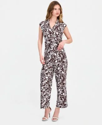 Essentials Collared Button Front Top Printed High Rise Wide Leg Pants by Anne Klein