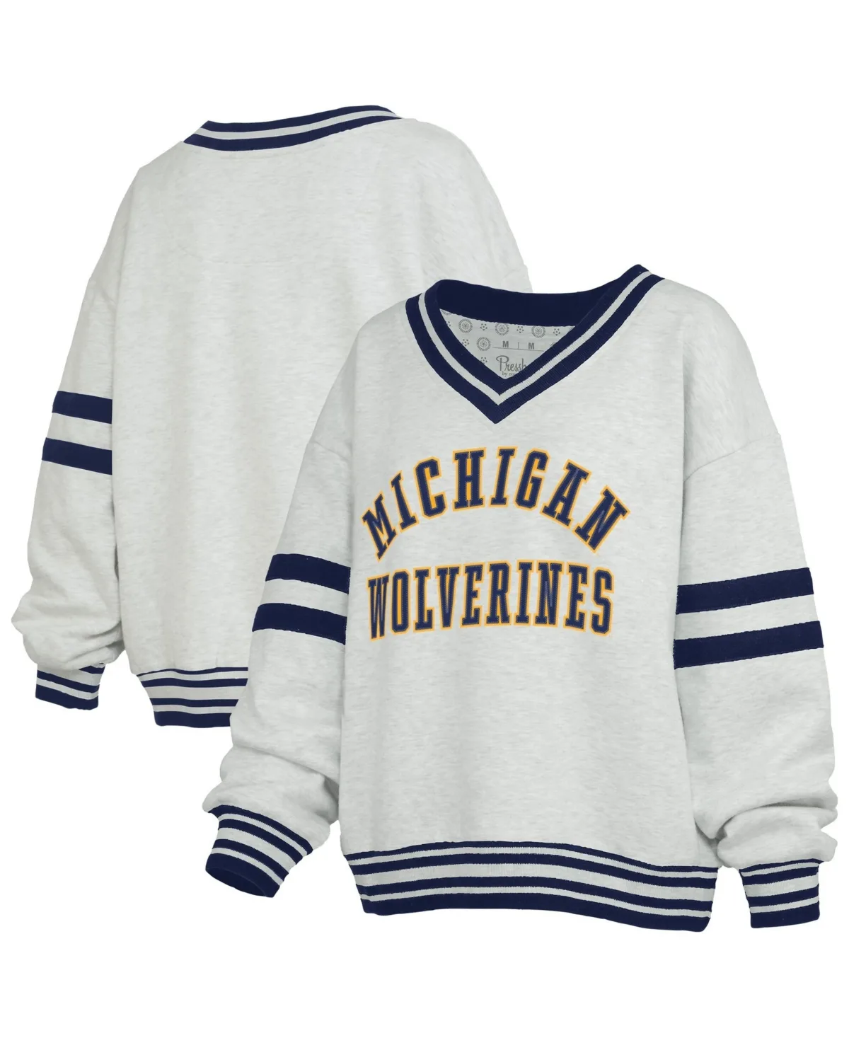Michigan Wolverines Oates V-Neck Tackle Twill Oversized Sweatshirt by Pressbox