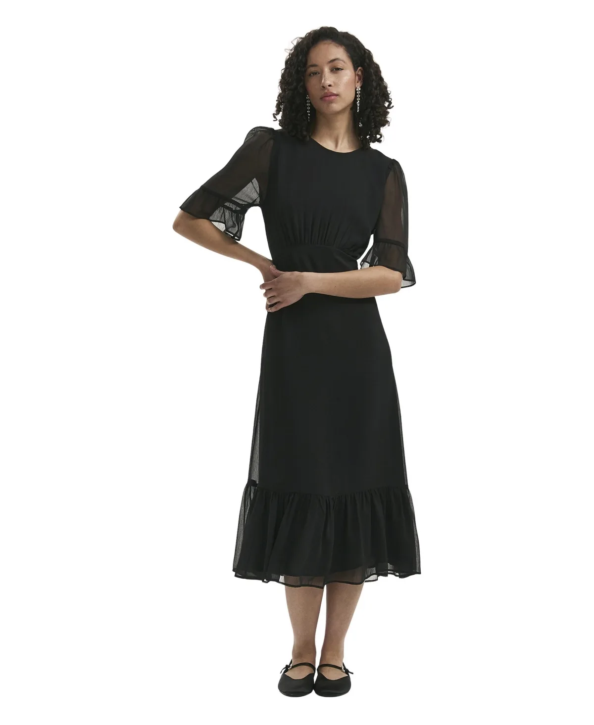Jennifer Short Sleeve Chiffon Midi Dress by Finery London