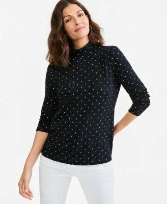 Printed Mock Neck Long Sleeve Tee by Style & Co