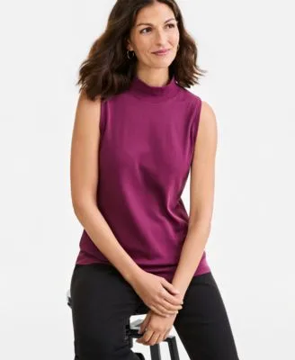 Mock Neck Cotton Tank by Style & Co