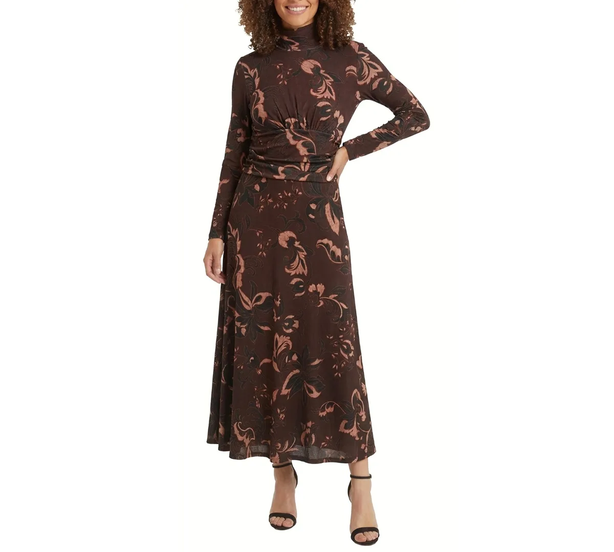 A-Line Midi Turtleneck Dress by London Times