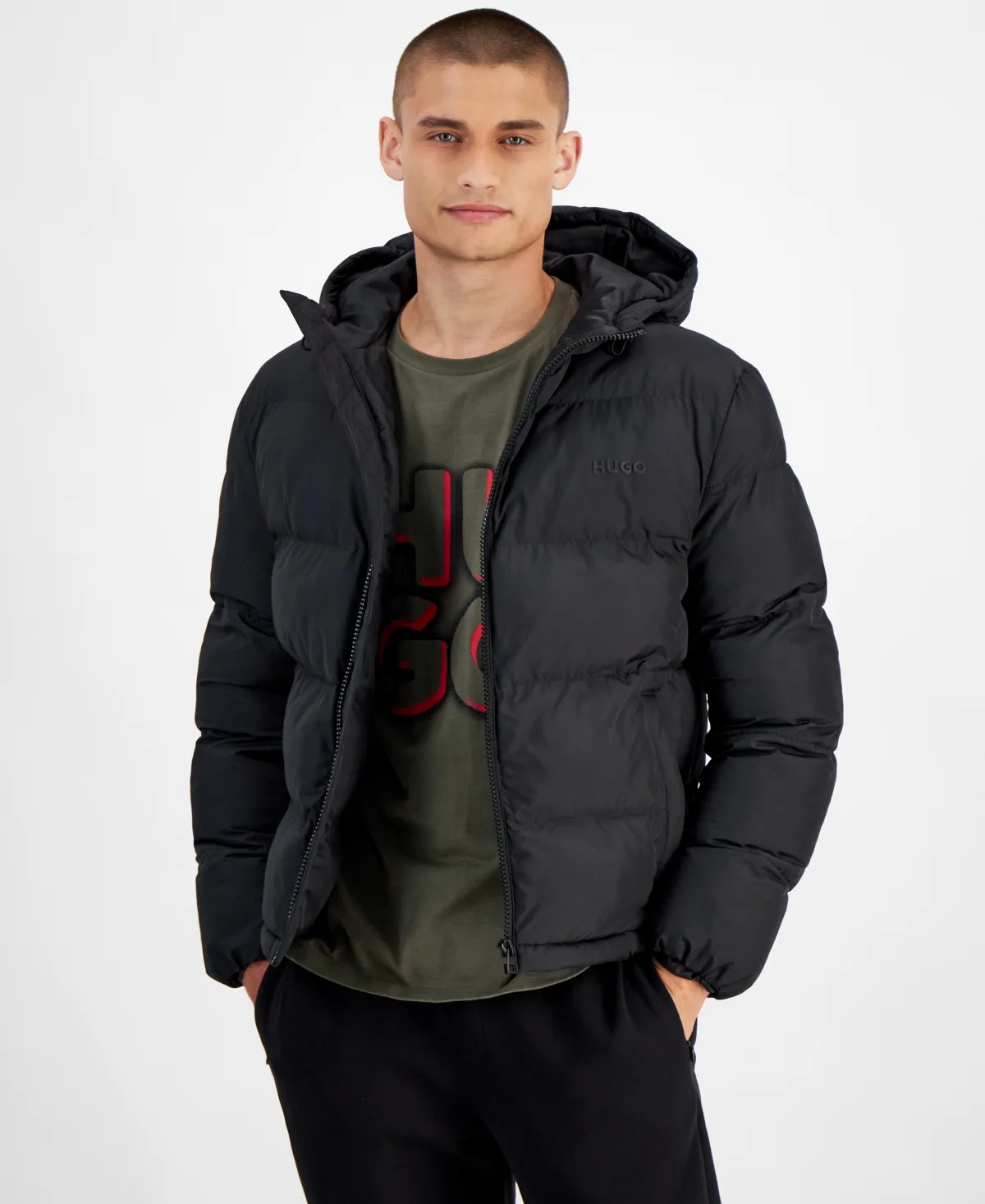 Beazly2436 Slim-Fit Quilted Full-Zip Hooded Puffer Jacket by Hugo Boss
