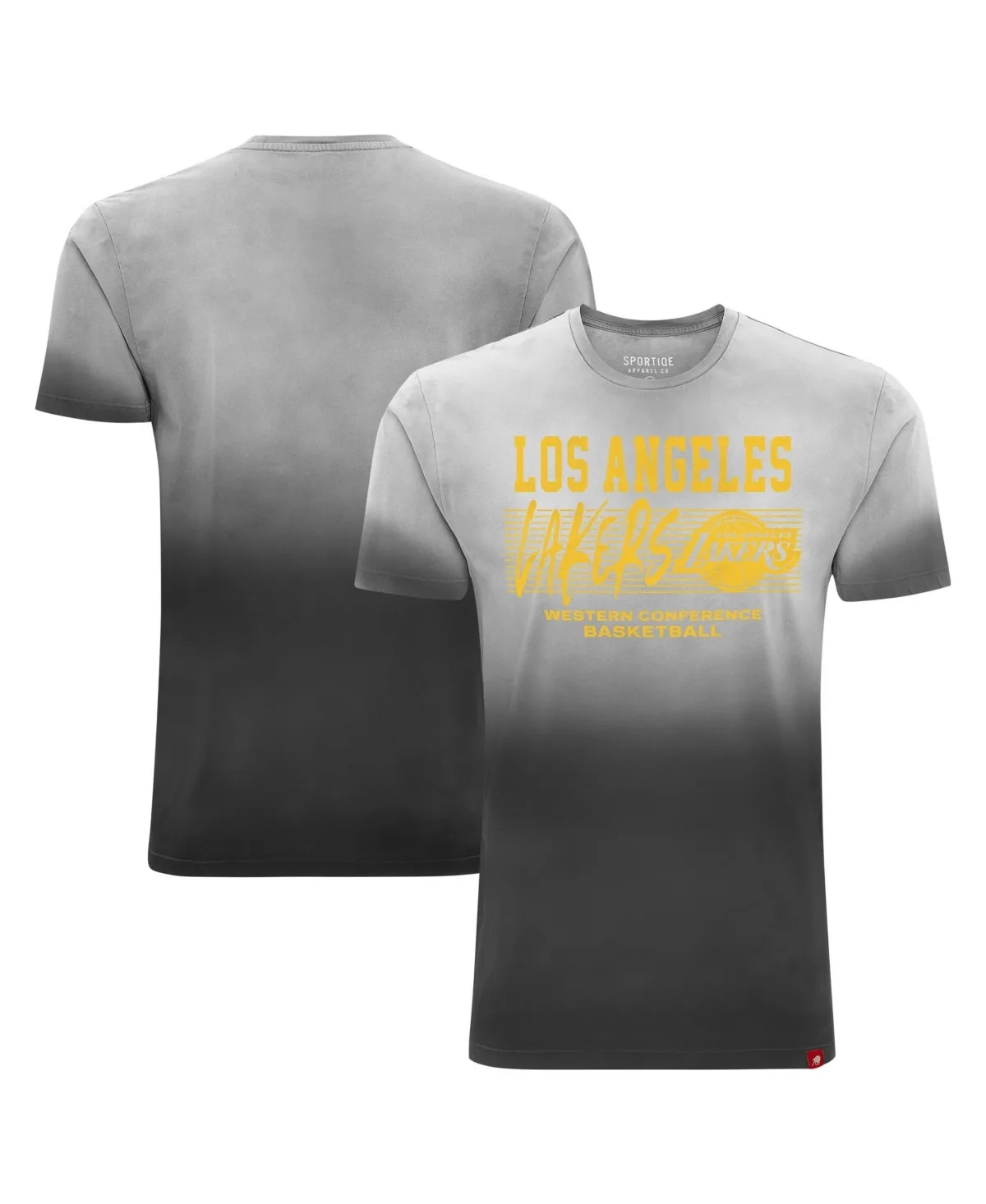 Los Angeles Lakers Bingham Sun-Fade Distressed Screen-Print Athletic-Fit T-Shirt by Sportiqe