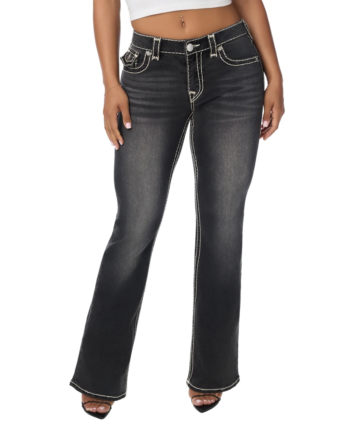 Becca Low-Rise Cotton-Blend Bootcut Jeans by True Religion