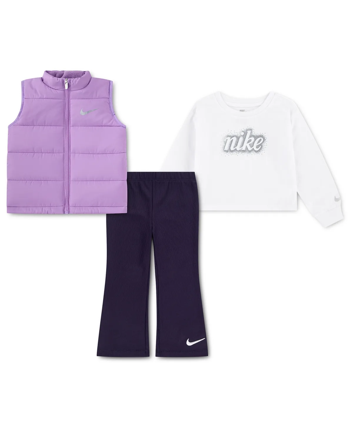 Swoosh Sparkle Vest, T-Shirt and Leggings, 3-Piece Set by Nike