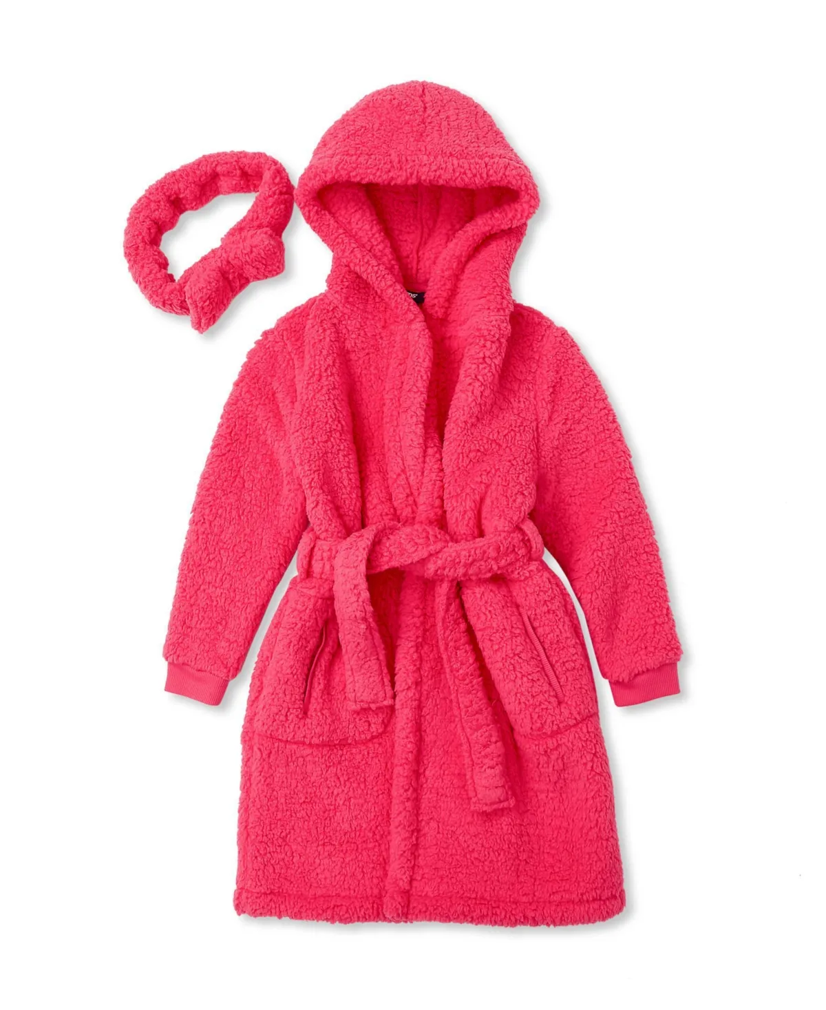 High Pile Plush Hooded Robe and Headband by Lands' End
