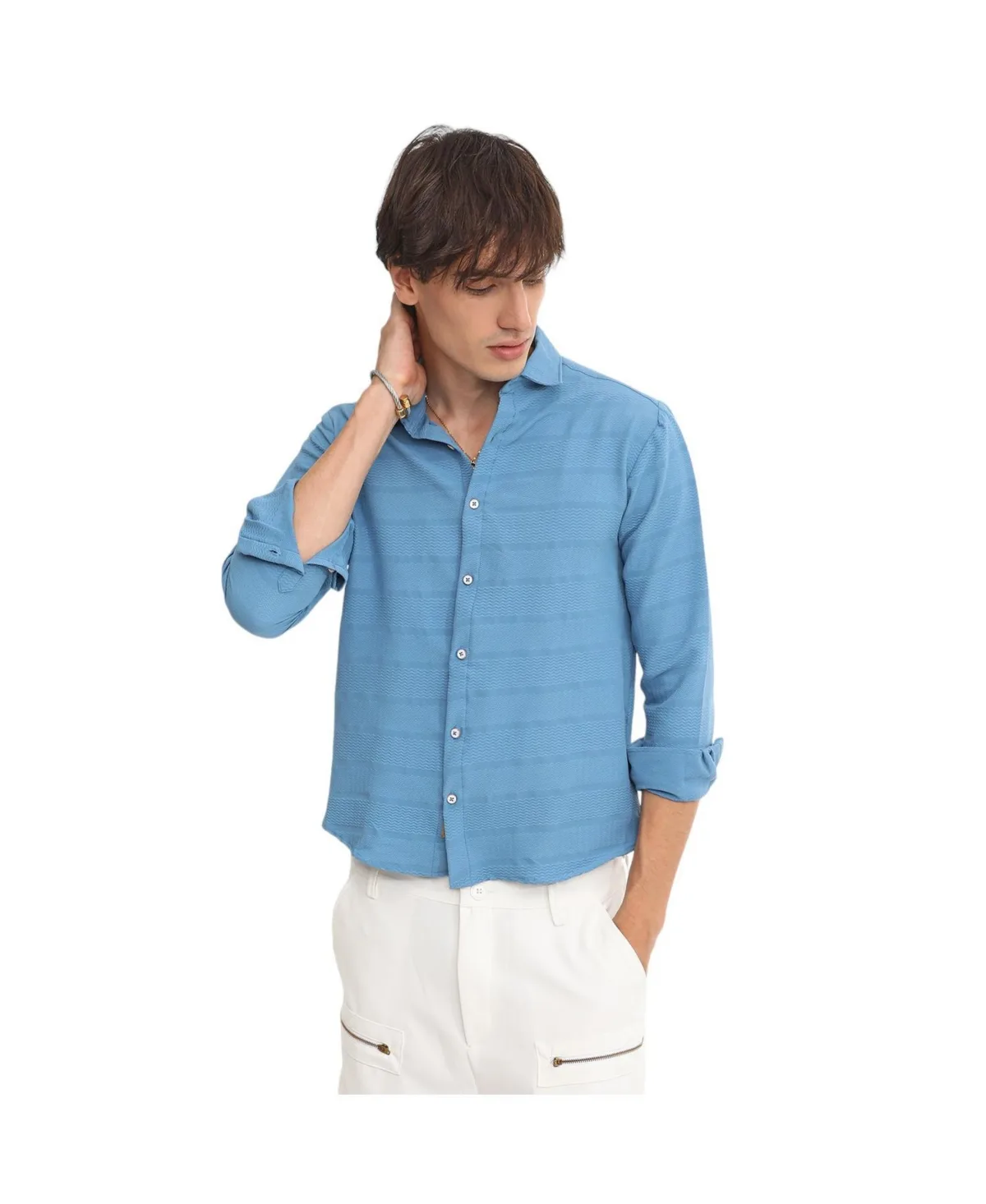 Chevron-Textured Shirt by Campus Sutra