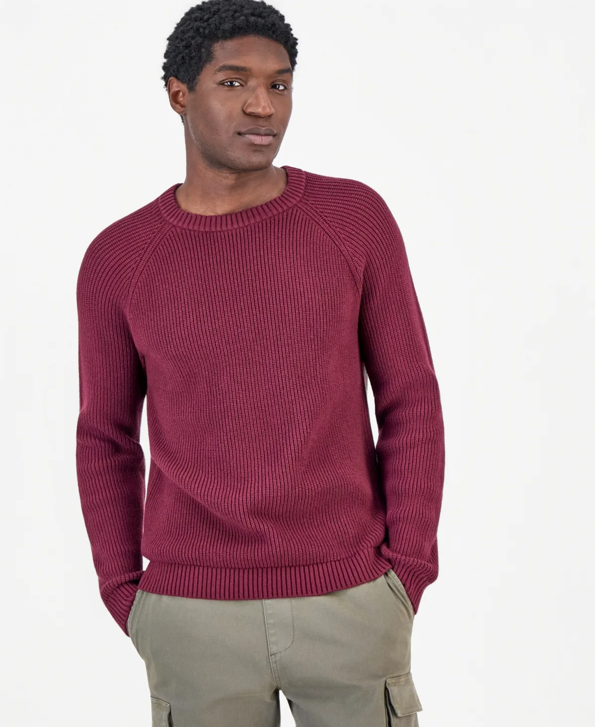Luke Marled Raglan-Sleeve Crewneck Sweater by Sun  Stone