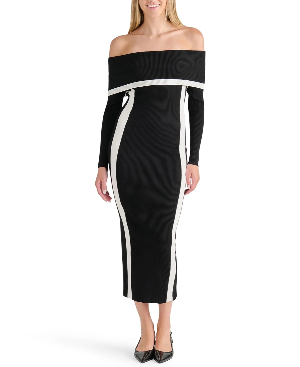 Marilyn Neck Ribbed-Knit Off-the-Shoulder Maxi Dress by Dylan Ryan